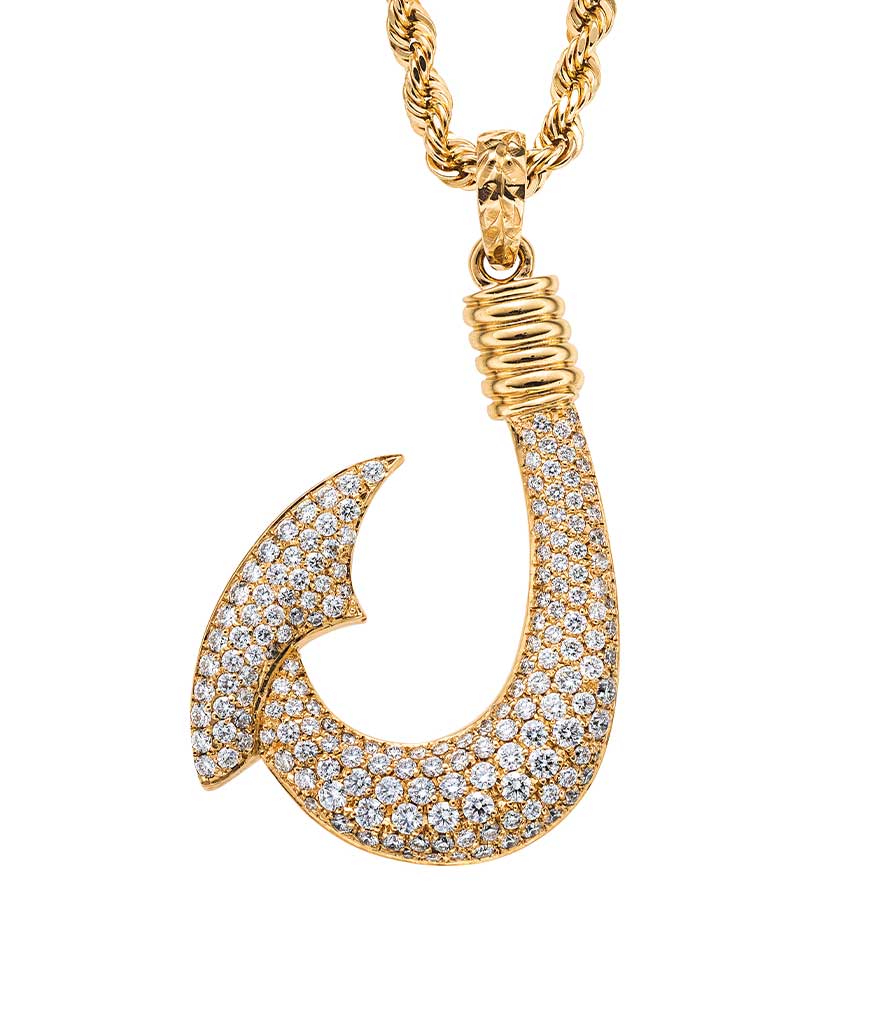FISH HOOK (LARGE) K18YG ダイヤモンドペンダント